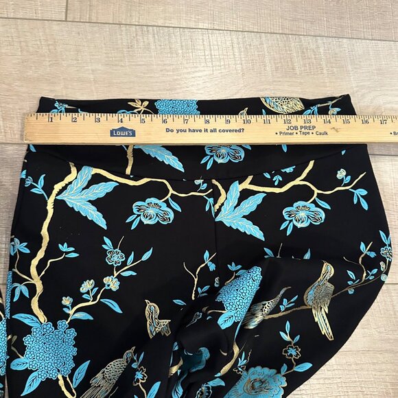 SOFT SURROUNDINGS WOMENS GOLD TEAL BLACK BIRD PANTS MEDIUM - Picture 5 of 10
